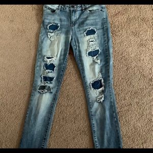 Bluenotes Mid-Rise Ripped Skinny Jeans